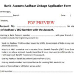 Aadhar Card Link To Bank Account Form PDF