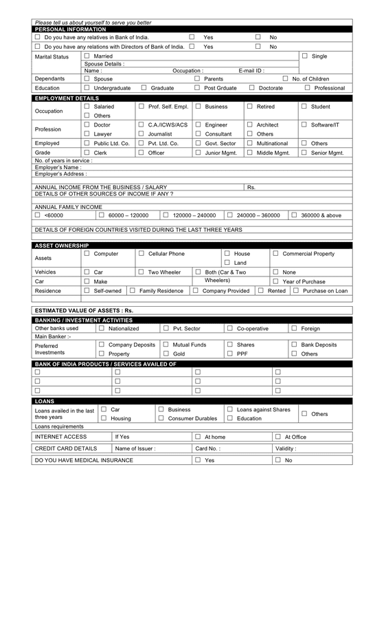 Bank Account Opening Form Template In Word And Pdf Formats Page 3 Of 9
