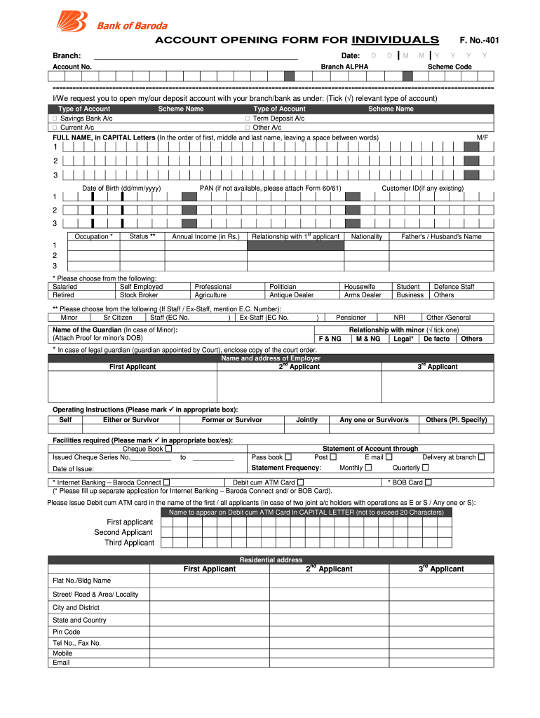 Bank Of Baroda Account Opening Form Filling Sample Pdf Fill Out And 