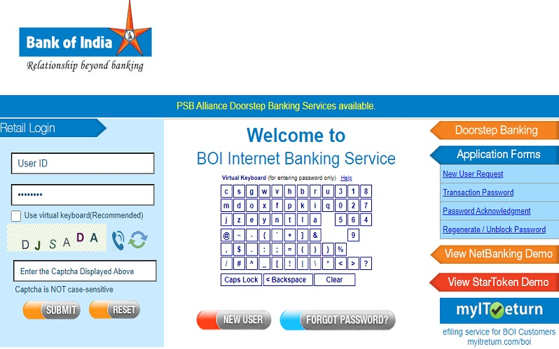 Bank Of India BOI Net Banking Registration And Login Activation Process