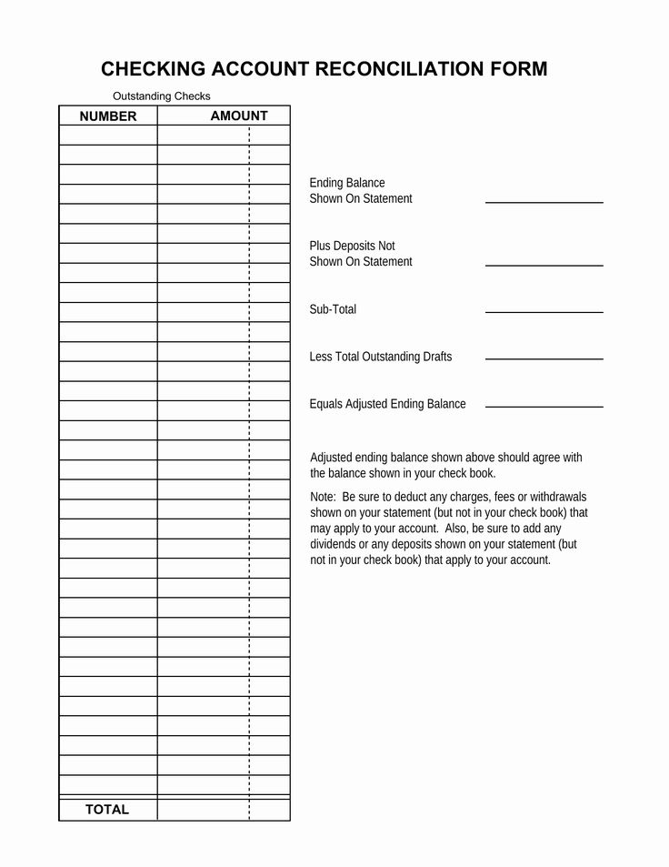 Checking Account Balance Sheet Template Fresh Download Reconciliation