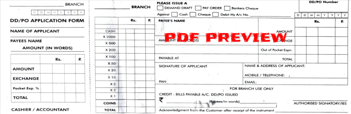 DD Application Form PDF Demand Draft Form PDF All Bank Application 