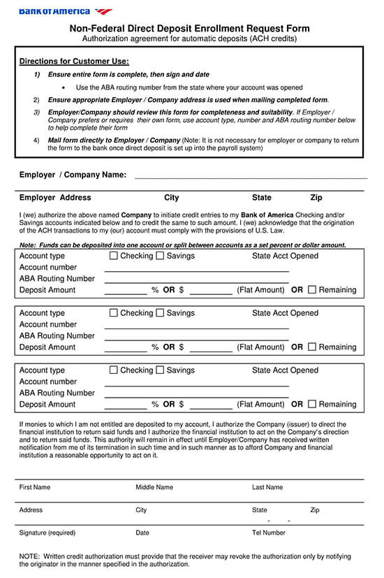 Free Direct Deposit Authorization Forms Templates Word PDF 