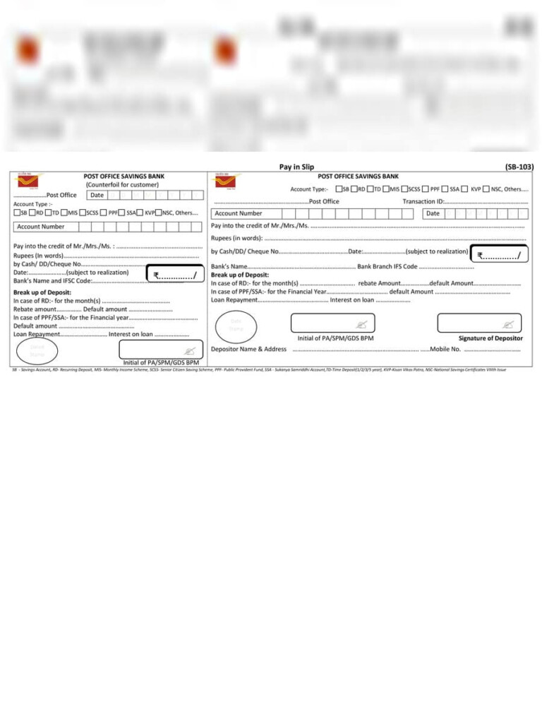  PDF Post Office Pay Slip Deposit Form PDF Download InstaPDF