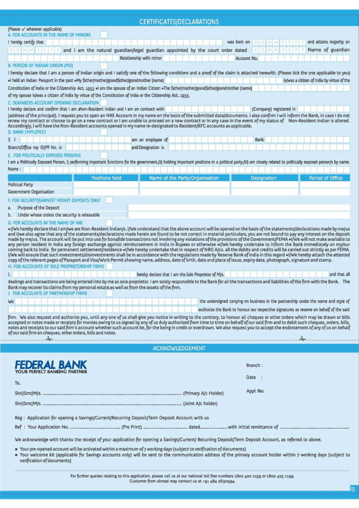 The Federal Bank Forms 2020 2021 EduVark