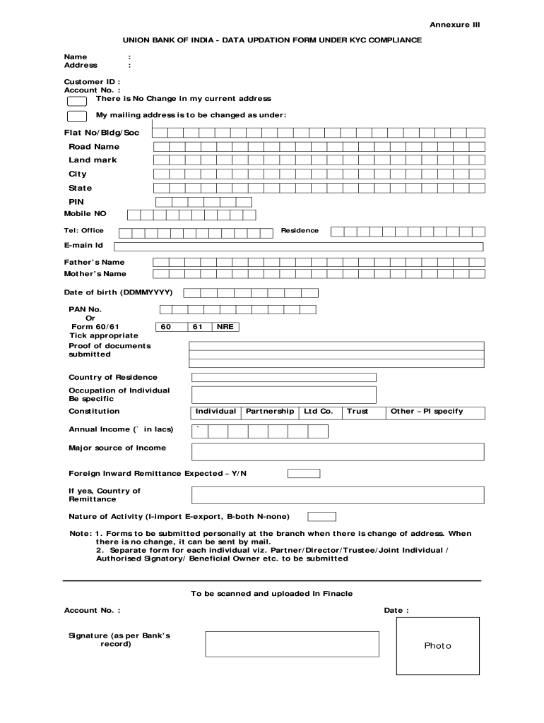 Union Bank Kyc Form Fill Online Printable Fillable Blank PdfFiller