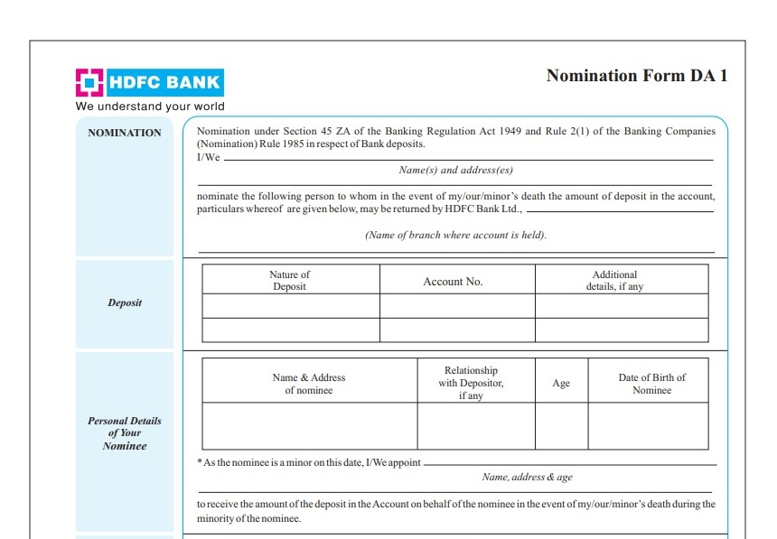 View Update Nomination Details In HDFC Bank Online