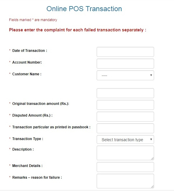 Apply For Failed Transaction Refund Claim In Bank Of India