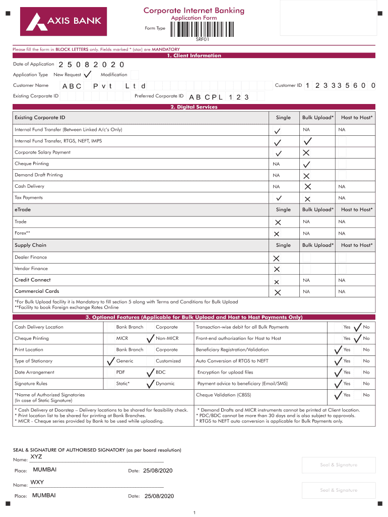 Axis Bank Cib Form Fill Online Printable Fillable Blank PdfFiller