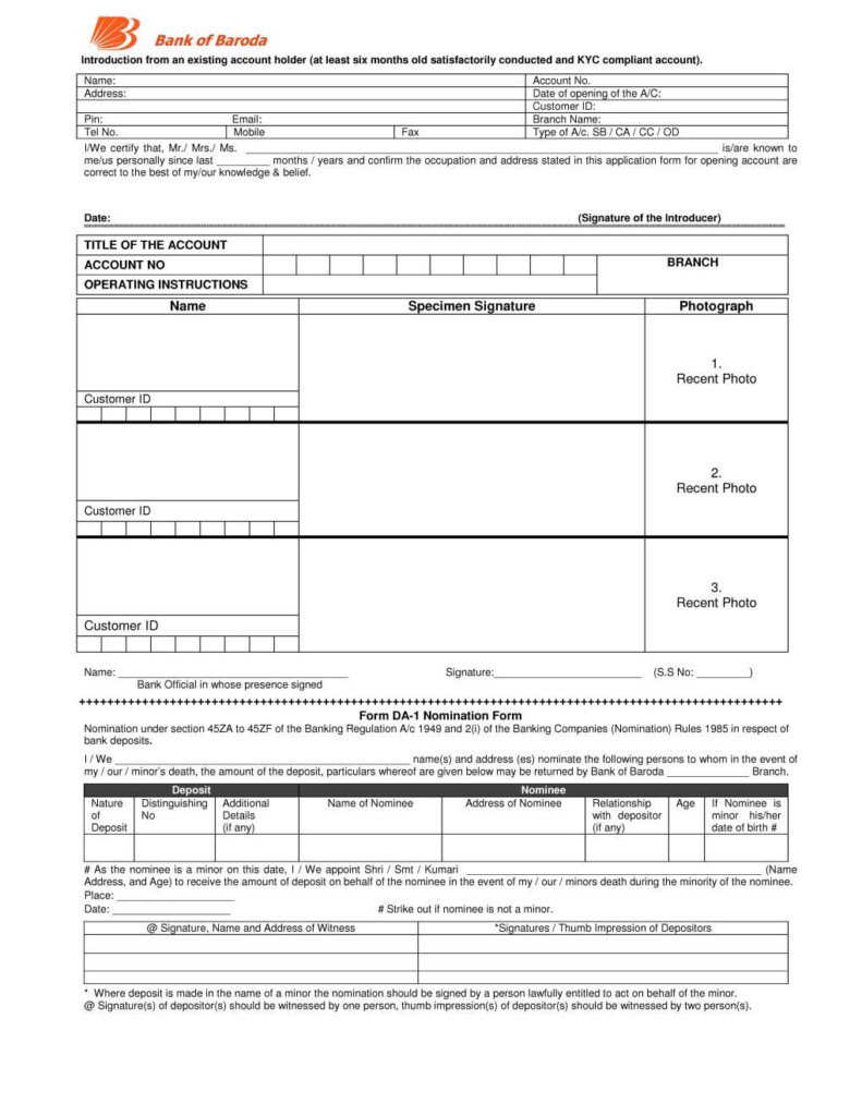 Bank Of Baroda Fixed Deposit Application Form PDF 2022 2023 EduVark