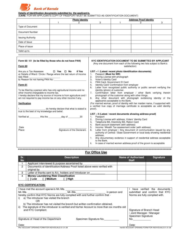 Bank Of Baroda Fixed Deposit Application Form PDF 2022 2023 EduVark