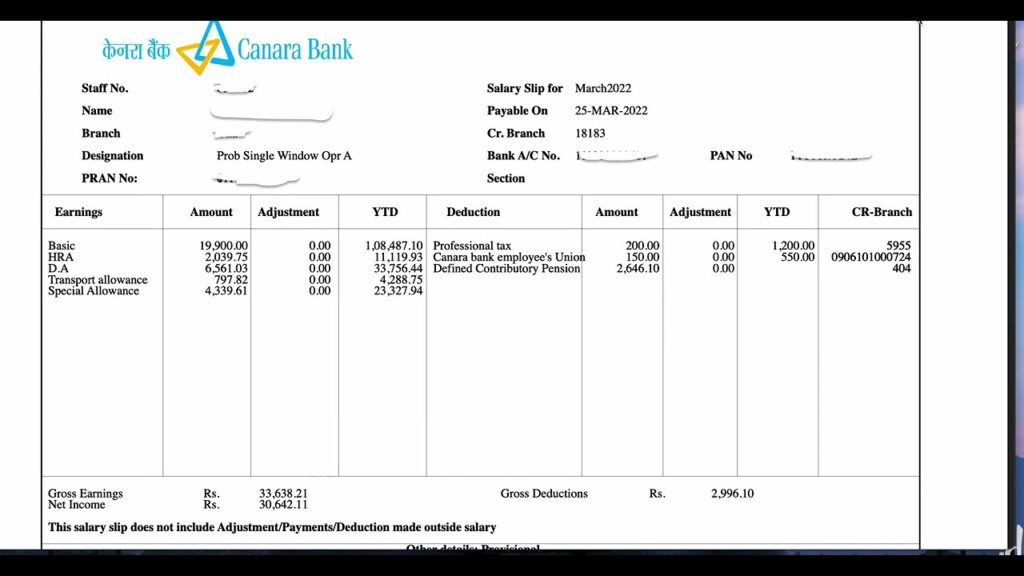 Canara Bank clerk salary Slip ibps clerk YouTube