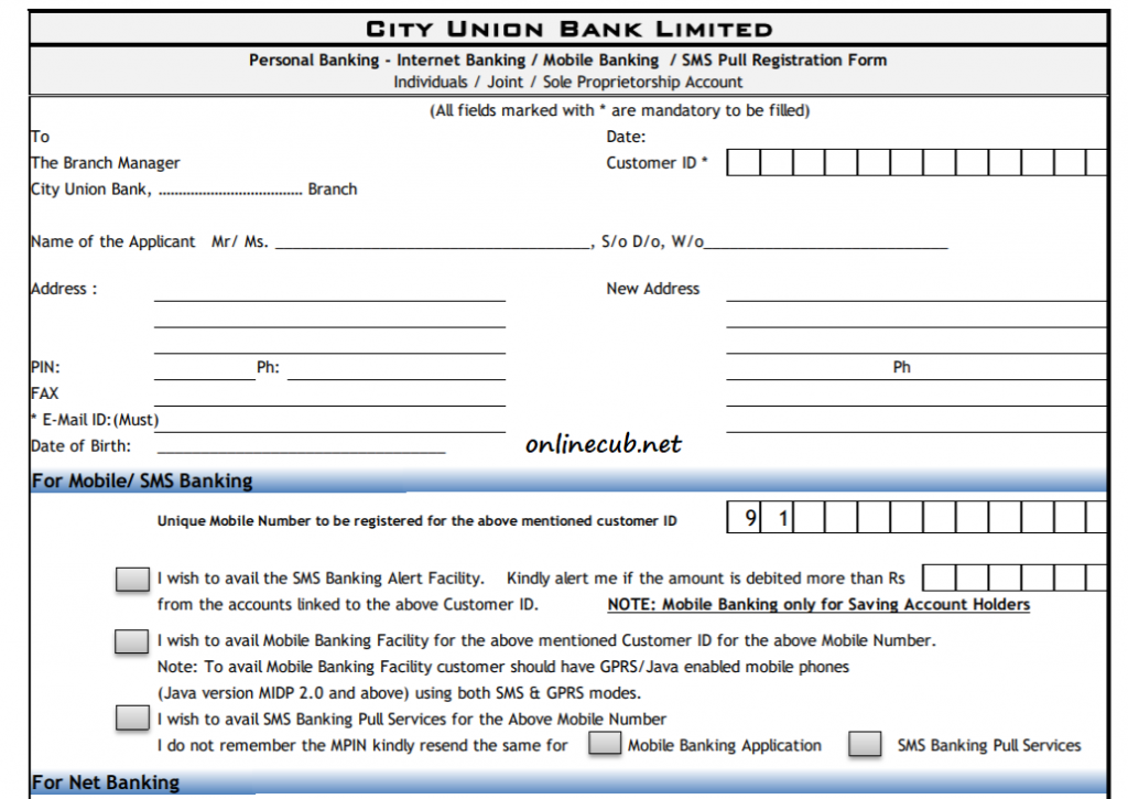 CUB Net Banking Registration 2022 City Union Bank New User Login