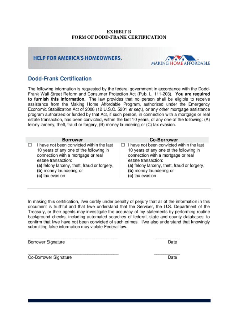 Dodd Frank Certificate Fill Out And Sign Printable PDF Template SignNow