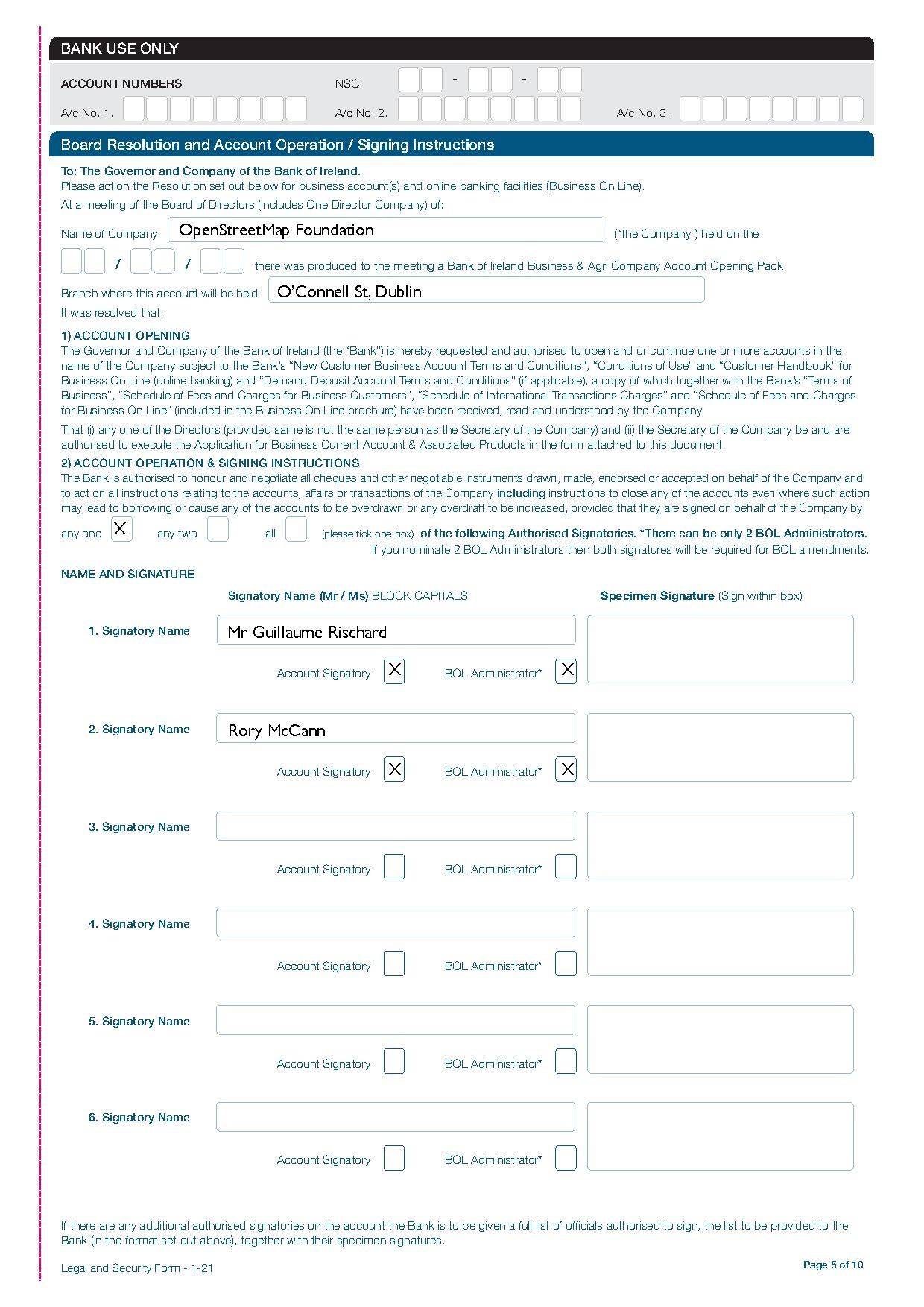 File Bank Of Ireland Company Account Opening Application 2021 05 pdf