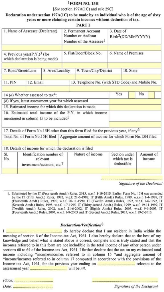 Form 15g Fillable Format Printable Forms Free Online