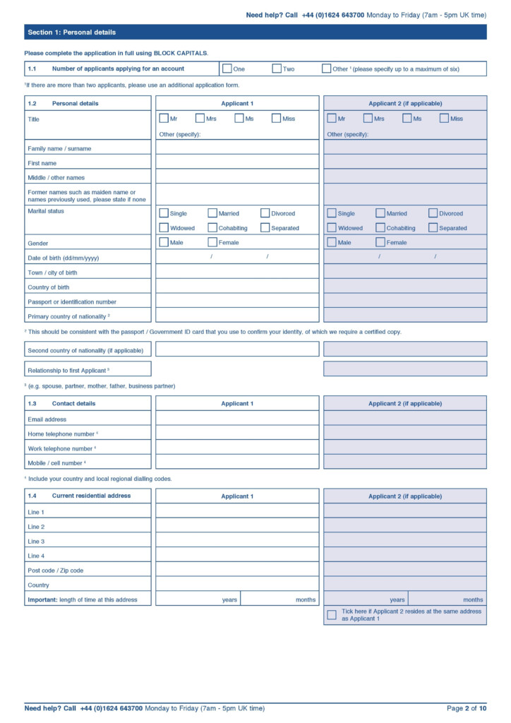 Free Standard Bank Personal Account Application Form PDF Template 