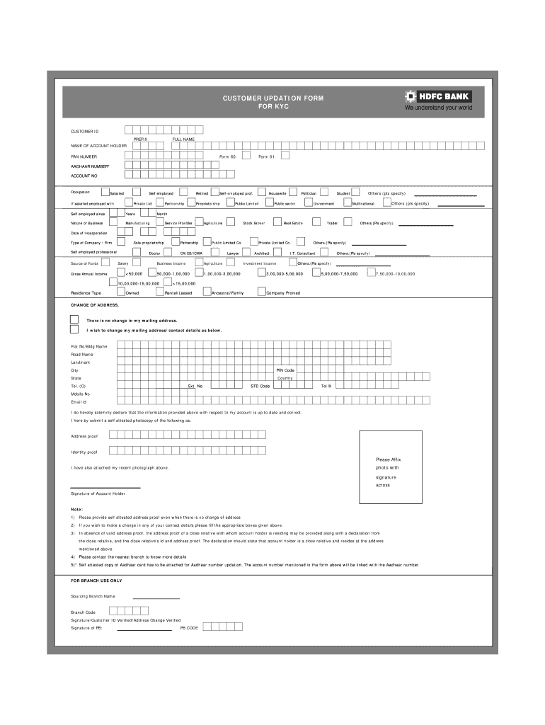 Hdfc Online Kyc Form Fill Out And Sign Printable PDF Template SignNow