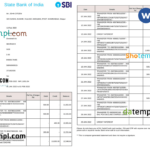 India State Bank Of India SBI Bank Statement Word And PDF Template 2