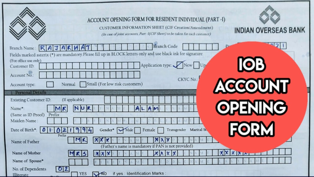 Indian Overseas Bank Account Opening Form Fill Up How To Fill Up IOB 