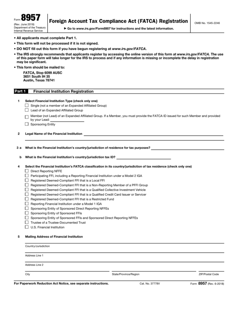 IRS Form 8957 Download Fillable PDF Or Fill Online Foreign Account Tax 