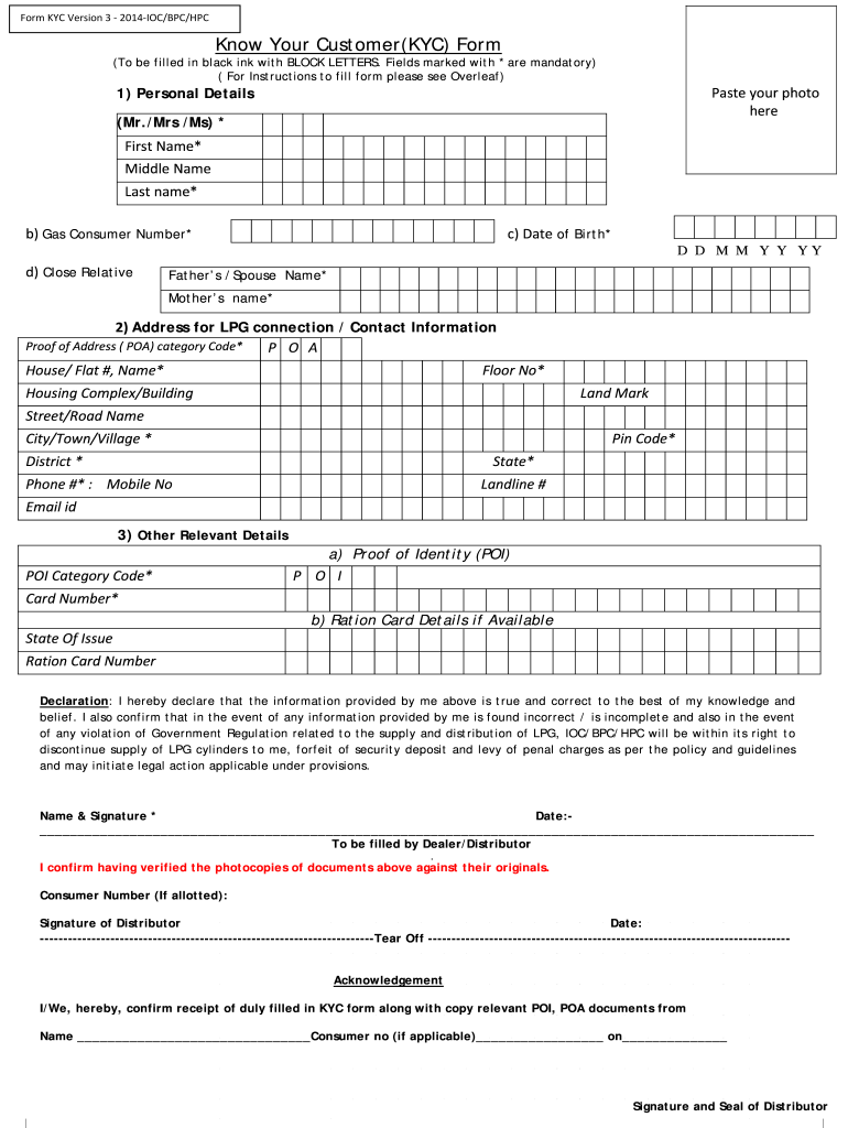 Kyc Form Fill Online Printable Fillable Blank PdfFiller