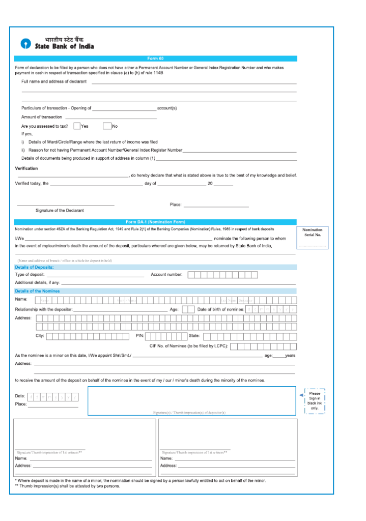 ONLINE SBI ACCOUNT OPENING FORM Education Exam Point