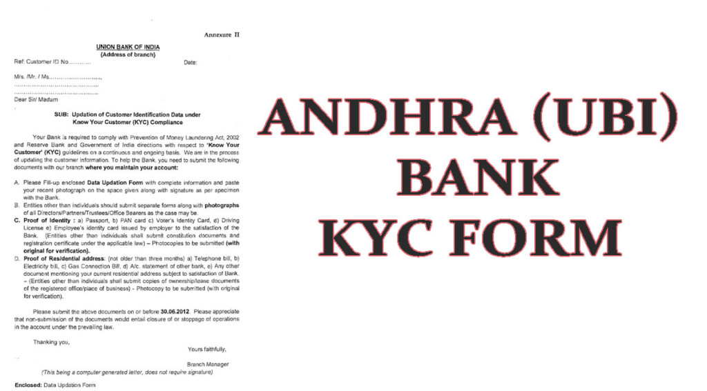  PDF Andhra UBI Bank KYC Form PDF Download Bank Form PDF