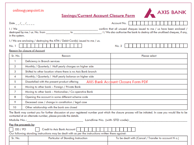  PDF Axis Bank Account Closure Form Pdf Download 2022 