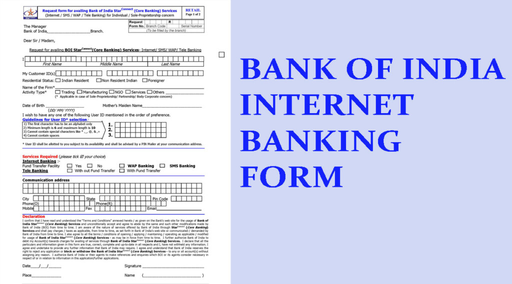  PDF Bank Of India Internet Banking Form PDF Download Bank Form PDF