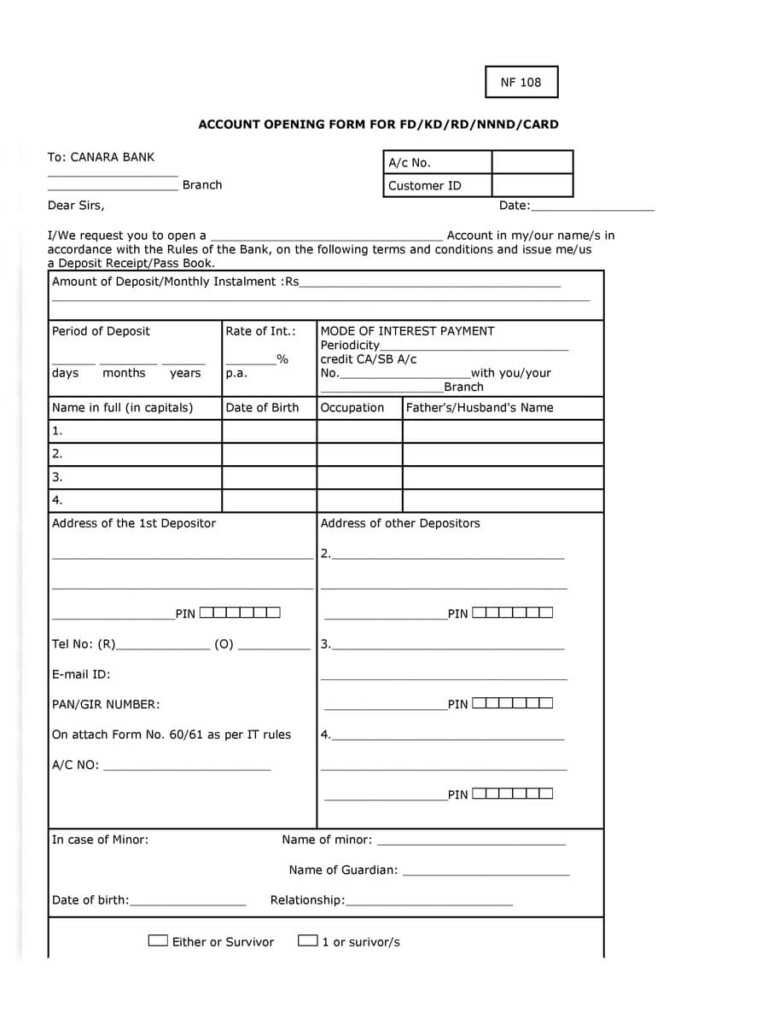  PDF Canara Bank FD KD RD NNND CARD Form PDF Download InstaPDF