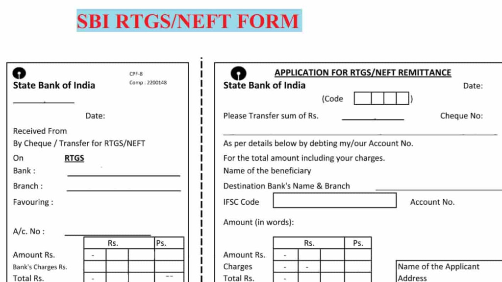  PDF Download SBI RTGS NEFT Form PDF 