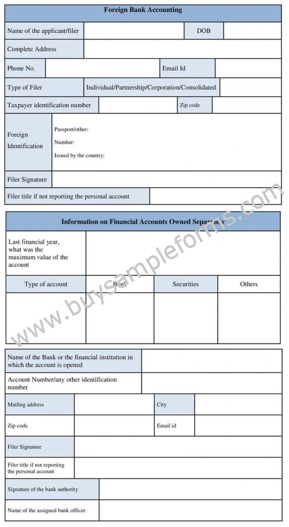 Printable Foreign Bank Account Form Template Sample Fbar Form
