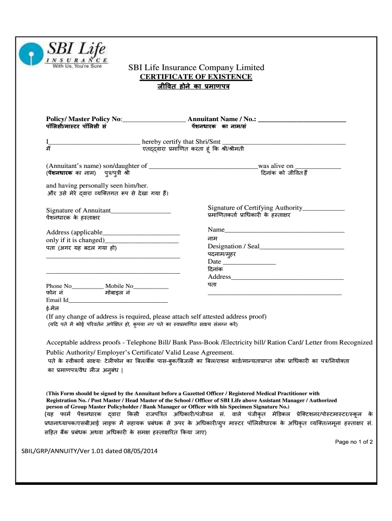 Sbi Life Certificate Online Fill Online Printable Fillable Blank