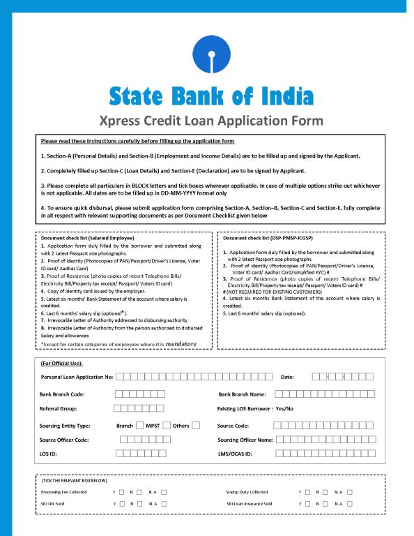 SBI Personal Loan Application Form Download 2020 2021 Student Forum