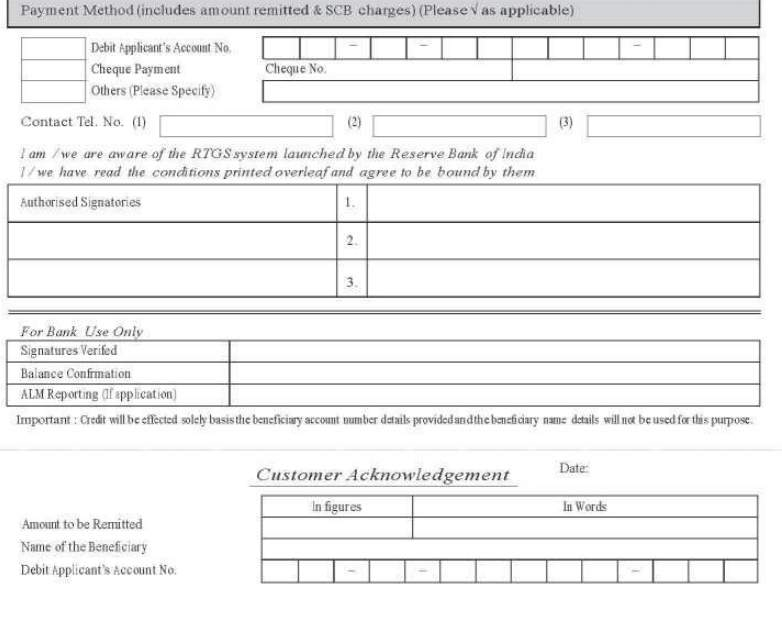 Standard Chartered Bank RTGS Form PDF 2023 2024 EduVark CHAPS