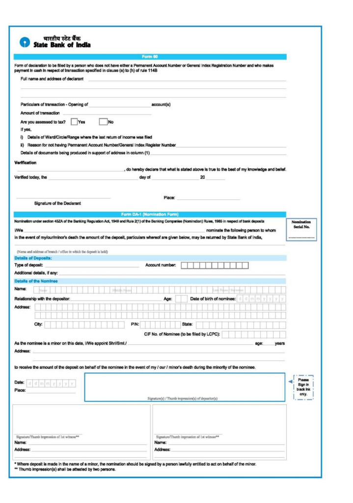 State Bank Of India Account Opening Form Pdf 2020 2021 Student Forum