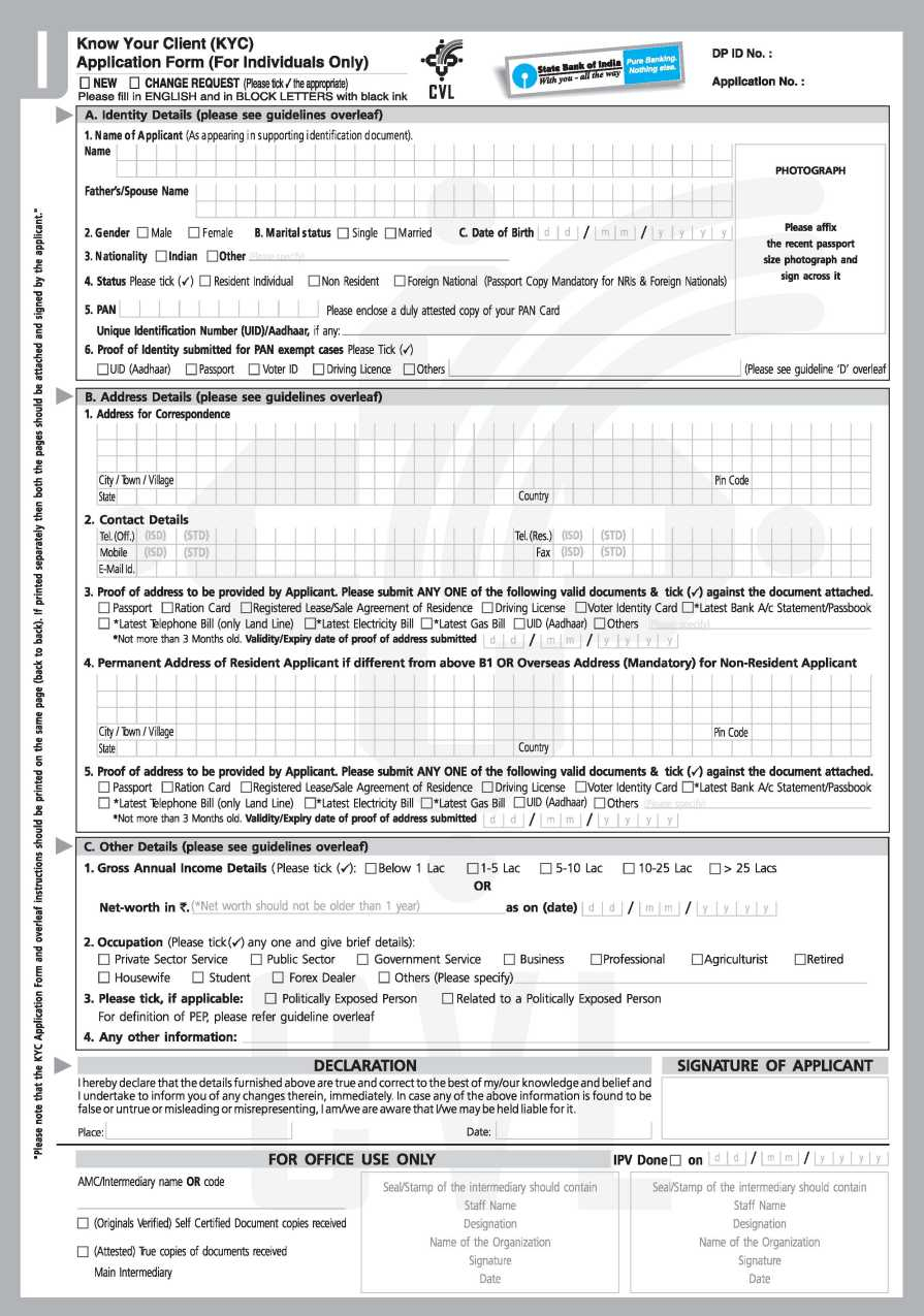 State Bank Of India Kyc Form Pdf Download 2020 2021 2022 Courses Ind In