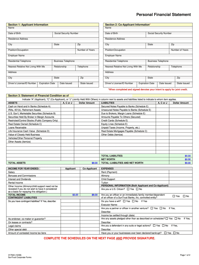 Suntrust Bank Statement Fill Online Printable Fillable Blank 