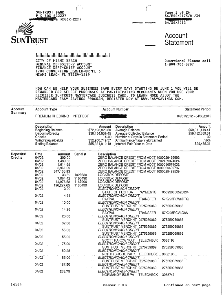 Suntrust Bank Statement Template 2020 2021 Fill And Sign Printable 