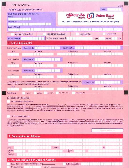 Union Bank Of India NRI Account Opening Form 2021 2022 Student Forum