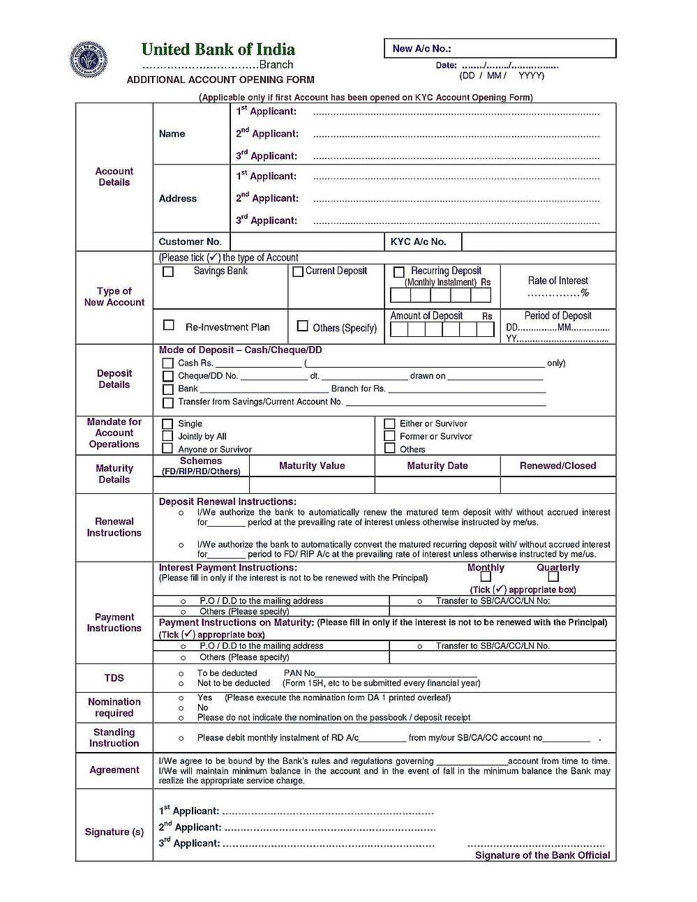 United Bank Of India KYC Form Pdf 2022 2023 EduVark